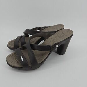Crocs Cyprus IV Sandals Women's 8 Brown Plastic Slip On Platform Shoe 14558